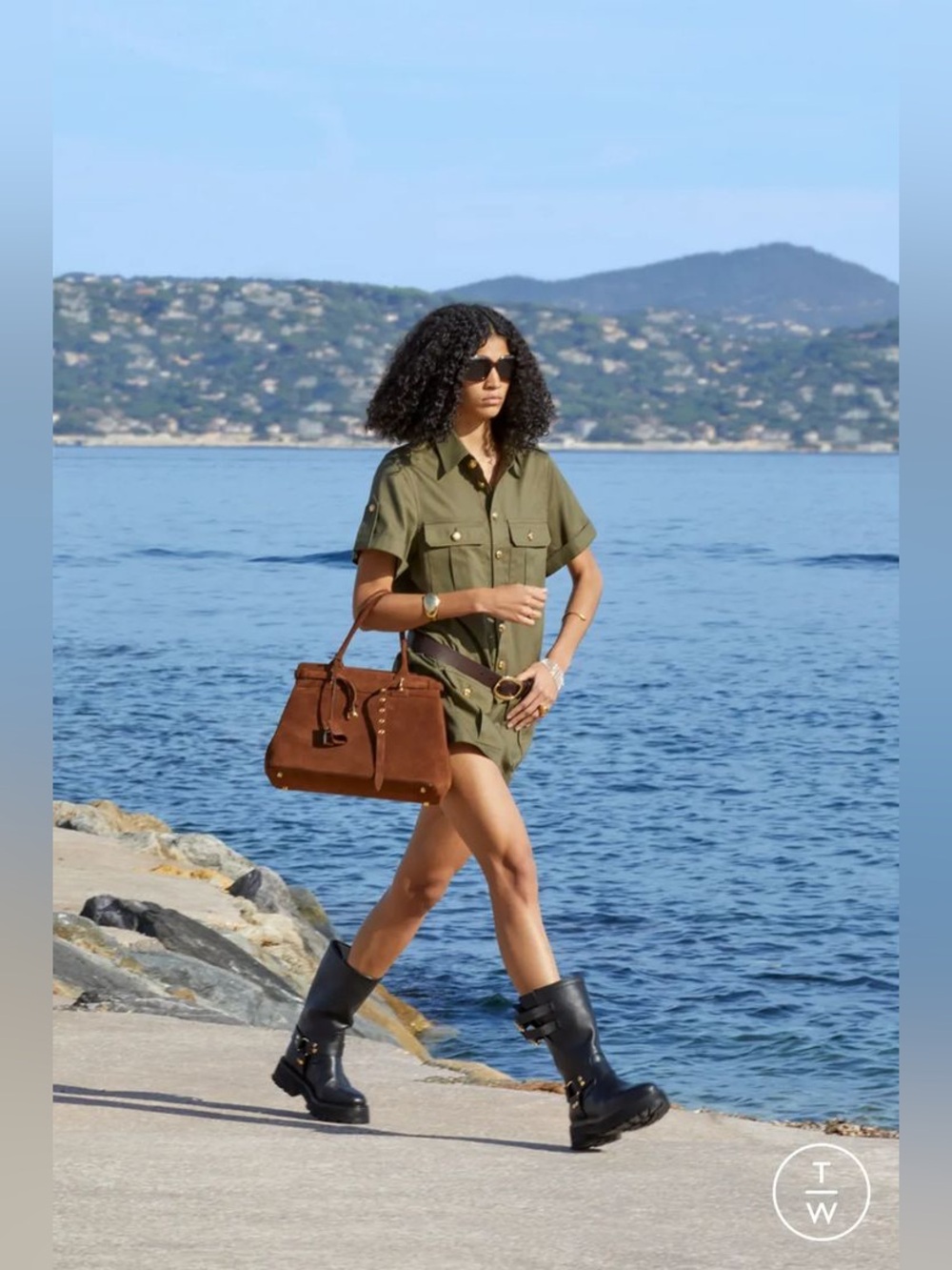 Celine Hedi Slimane Spring/Summer 2023 Collection - Utility Gold Buttoned Dress
